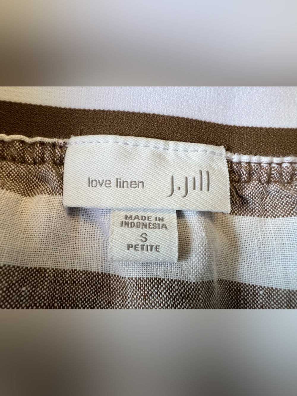 J Jill Love Linen Maxi Skirt Womens Petite S Elastic Waist Striped Button Pocket - Picture 4 of 12